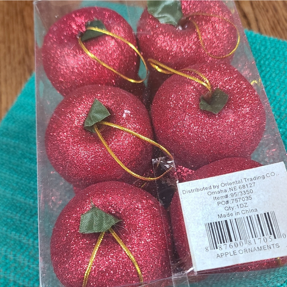 Set of 12 Sparkly Apple Ornaments | Glitter Holiday Decor - Picture 10 of 14